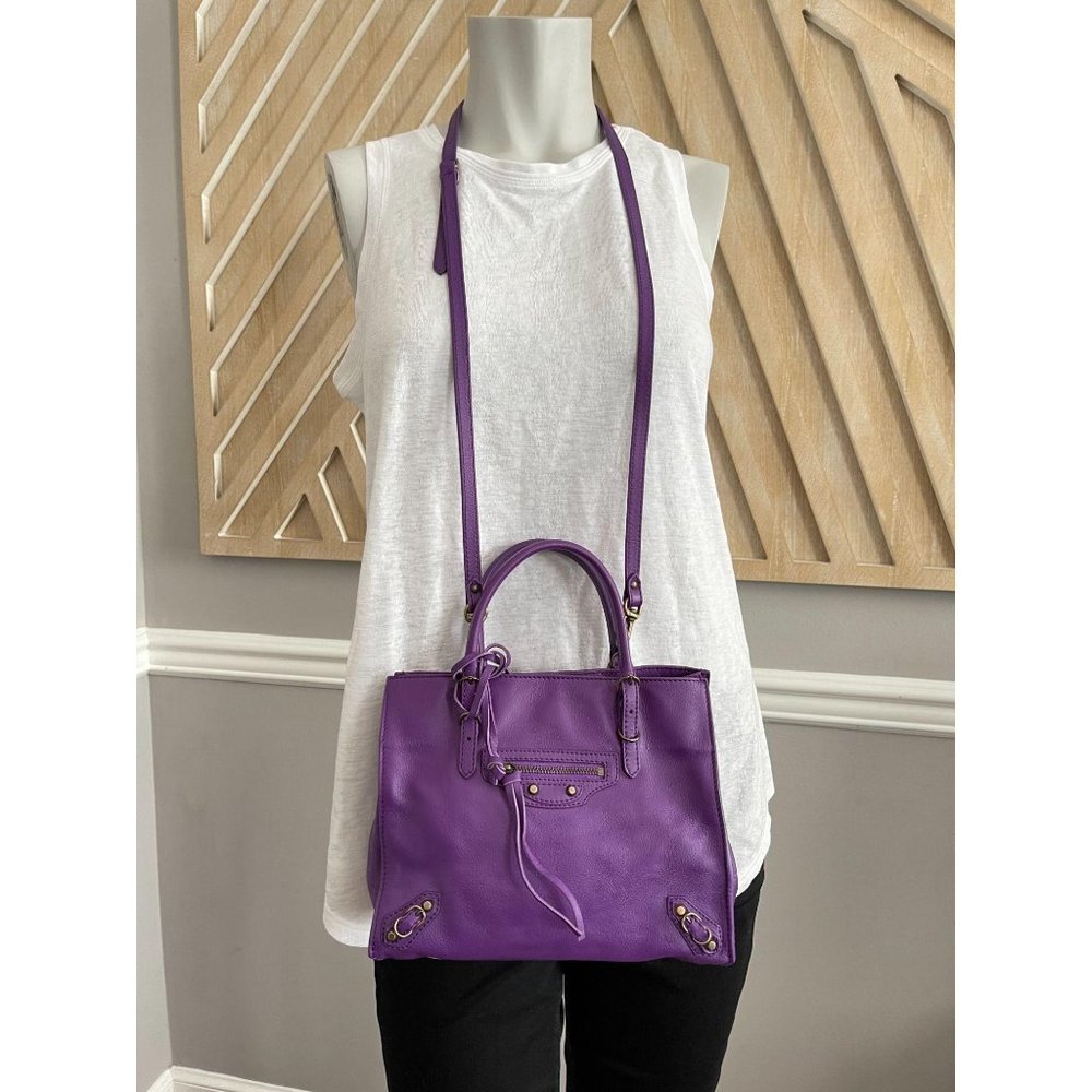 BALENCIAGA Mini Papier A4 Purple Leather Crossbody - Picture 2 of 11